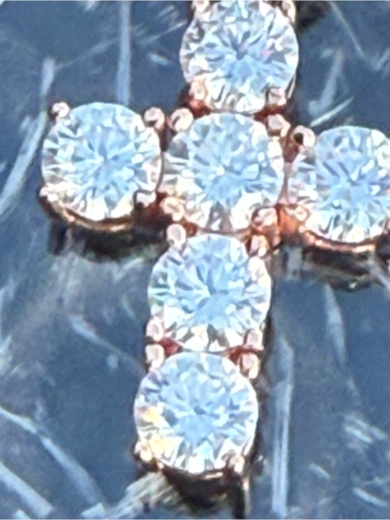 Velluto Jewely Jewelry - #119 18K Rose Gold Plated 0.5CTW Moisannite Cross. GRA Certified
